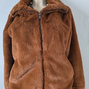 Women's Brown Faux Fur Jacket